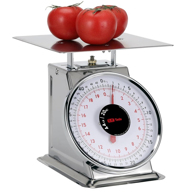 ta da 44 LBS Stainless Steel Mechanical Kitchen Scale Heavy Duty Portion-Control Food Scale Produce Scale with Stainless Steel Platform - Image 1